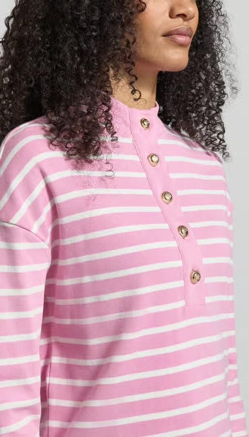Christian Berg Woman Gestreept poloshirt met sierknoop