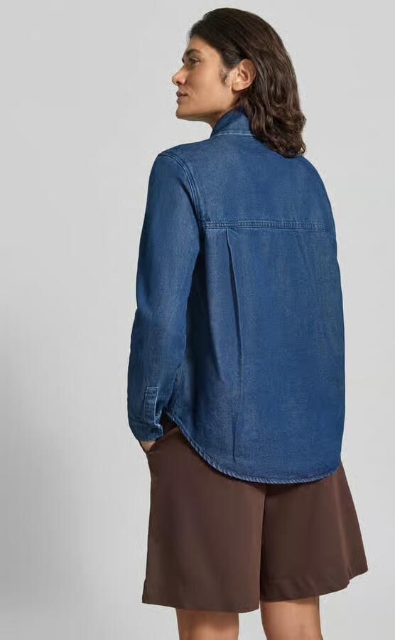 Christian Berg Woman jeansblouse met strik en borstzak - Foto 2