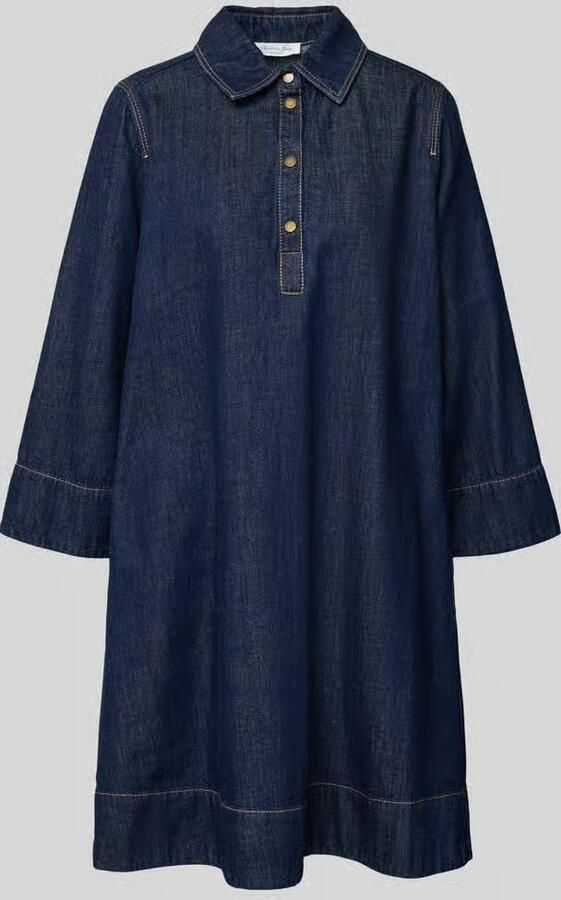 Christian Berg Woman Knelange denimjurk met overhemdkraag