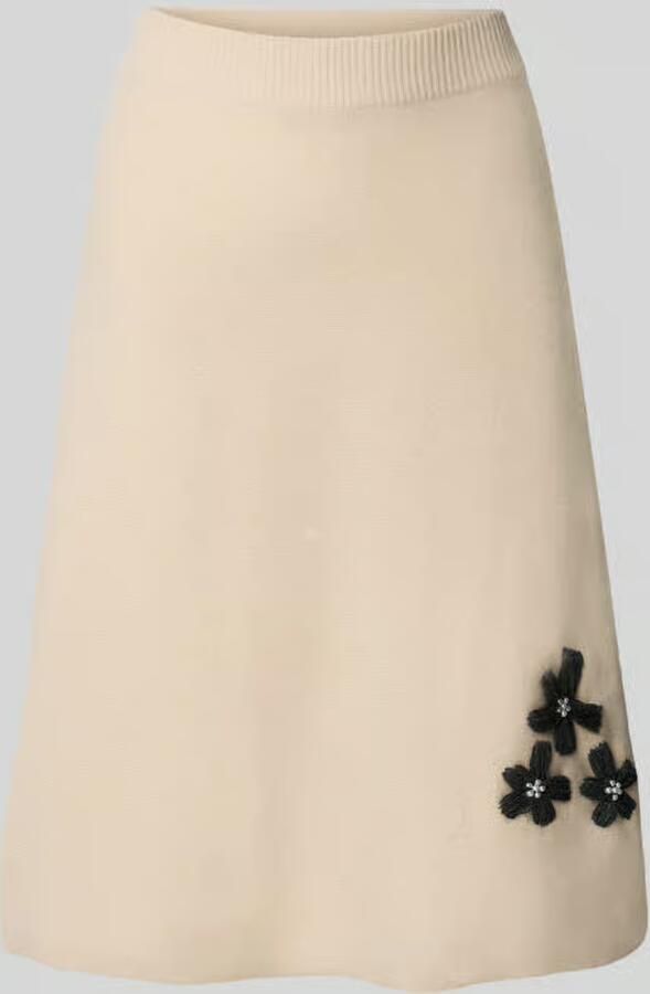 Christian Berg Woman Knie-lange gebreide rok met stitchings en parels
