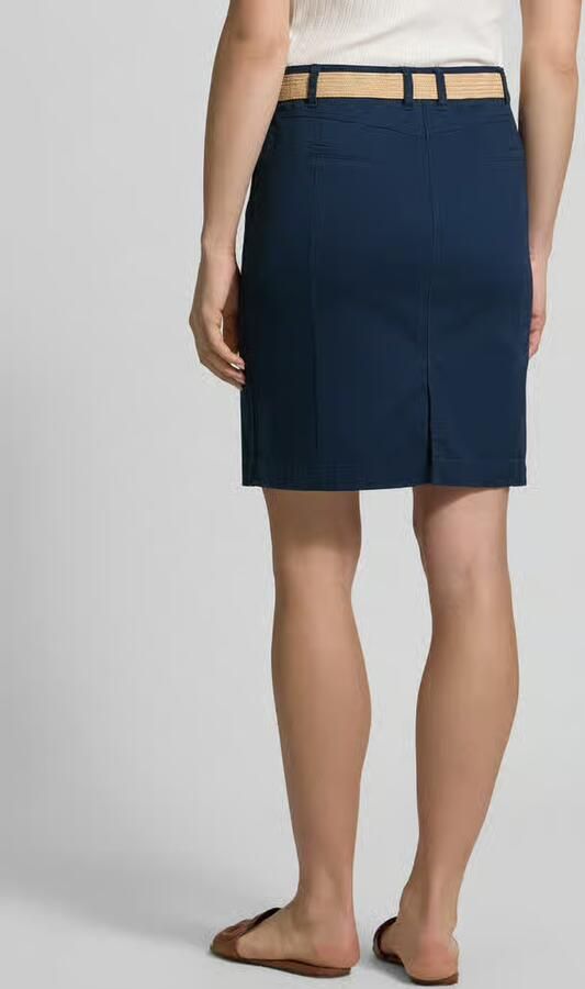 Christian Berg Woman Knie-lange rok met riem en achterzakken
