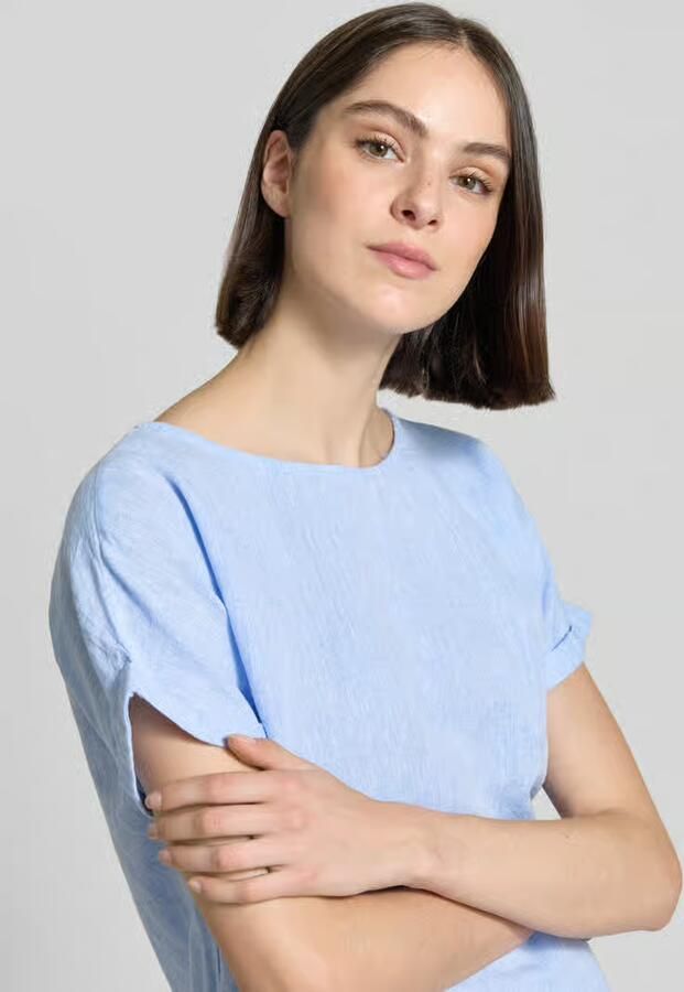 Christian Berg Woman linnen blouse met gefixeerde mouwomslag