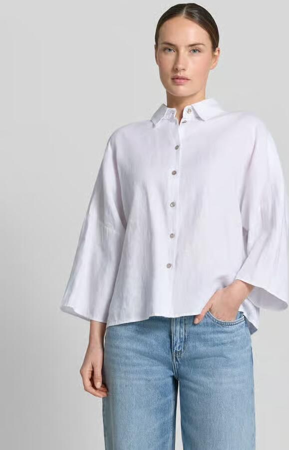 Christian Berg Woman linnen blouse met overgesneden schouders - Foto 3