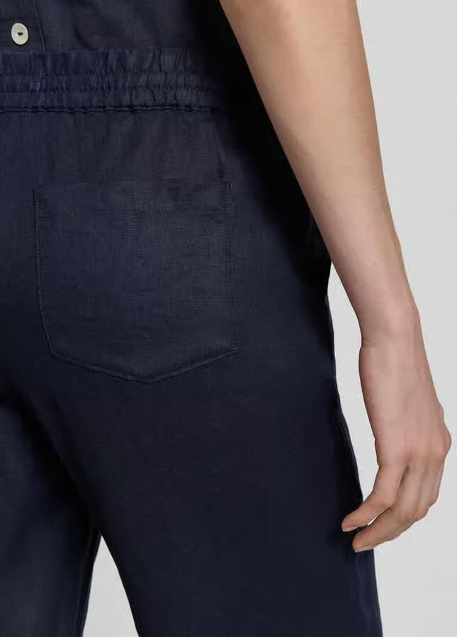 Christian Berg Woman Linnen broek met elastische band en achterzakken