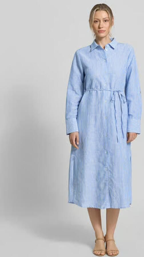Christian Berg Woman midi-jurk van puur linnen in langärmelig design - Foto 2