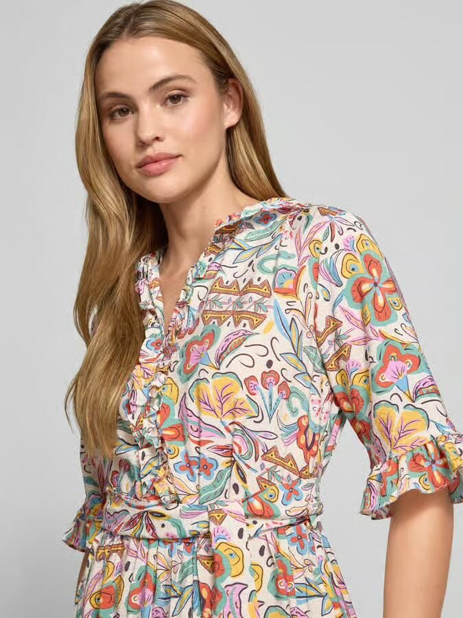 Christian Berg Woman midi-jurk van viscosemix met strikceintuur
