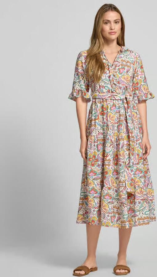 Christian Berg Woman midi-jurk van viscosemix met strikceintuur - Foto 3