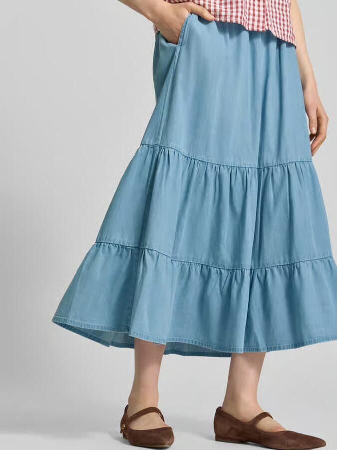 Christian Berg Woman Midirok van lyocellmix in denimlook