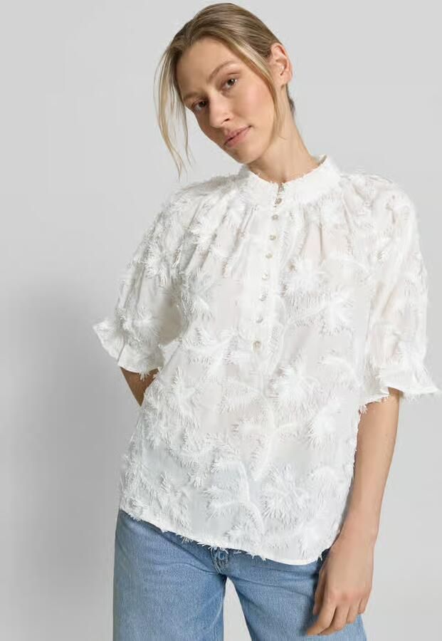 Christian Berg Woman regular fit blouse met stiksels en knoopsluiting
