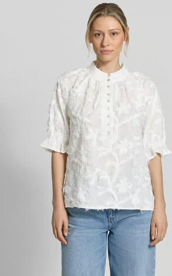 Christian Berg Woman regular fit blouse met stiksels en knoopsluiting - Foto 3