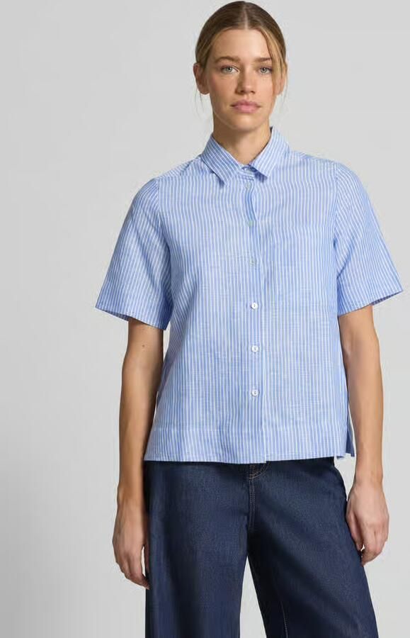 Christian Berg Woman regular fit linnen blouse met overhemdkraag - Foto 4