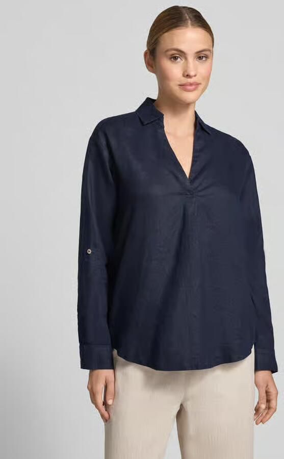 Christian Berg Woman regular fit linnen blouse met V-hals - Foto 2