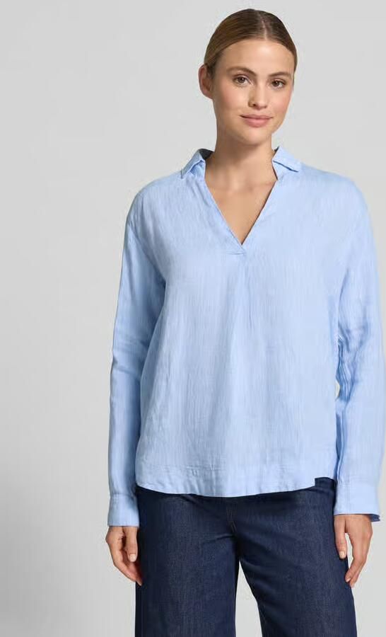Christian Berg Woman regular fit linnen blouse met V-hals - Foto 4