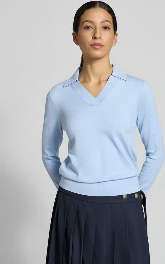 Christian Berg Woman Regular fit shirt met lange mouwen van viscosemix met polokraag - Foto 3