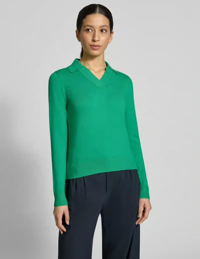 Christian Berg Woman Regular fit shirt met lange mouwen van viscosemix met polokraag - Foto 2