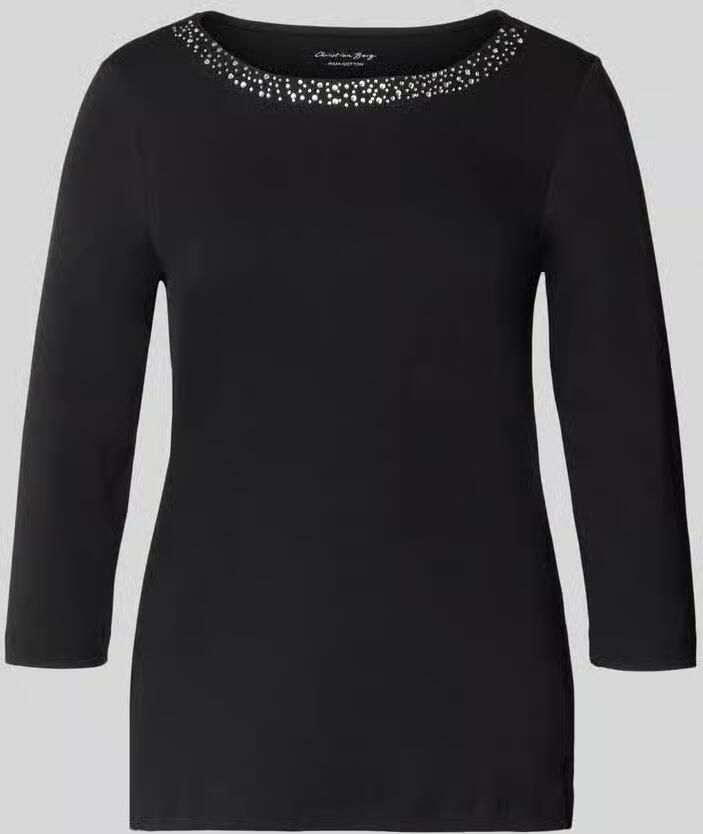 Christian Berg Woman Regular fit shirt met 3 4-mouwen en strass-steentjes