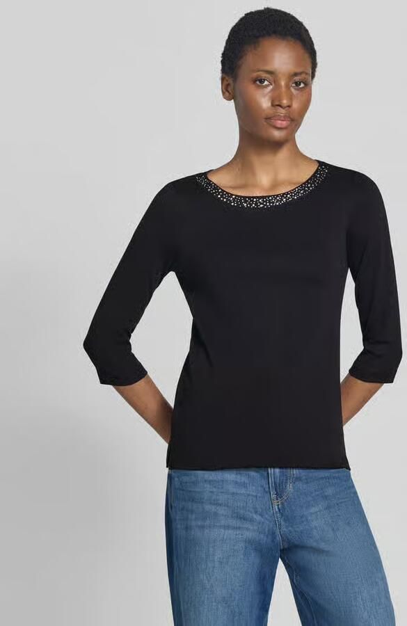 Christian Berg Woman Regular fit shirt met 3 4-mouwen en strass-steentjes - Foto 2