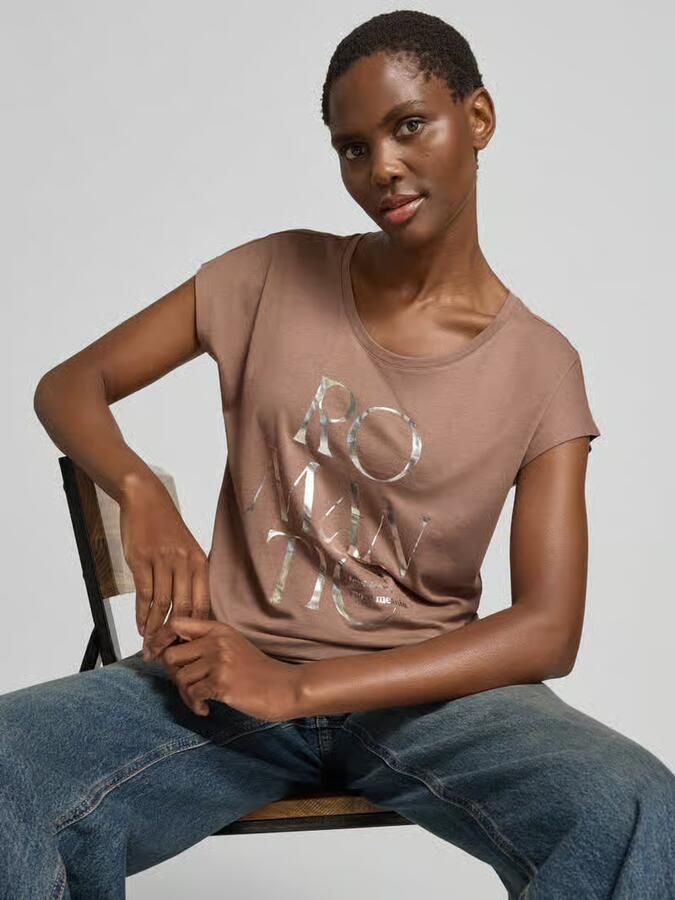 Christian Berg Woman regular fit T-shirt van viscosemix met statementprint