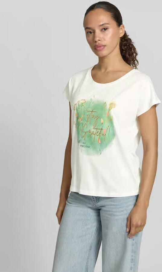 Christian Berg Woman regular fit T-shirt van viscosemix met statementprint - Foto 2