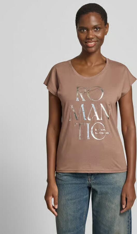 Christian Berg Woman regular fit T-shirt van viscosemix met statementprint - Foto 3