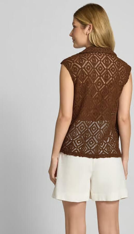 Christian Berg Woman Relaxed fit gehaakt gilet met ajourpatroon