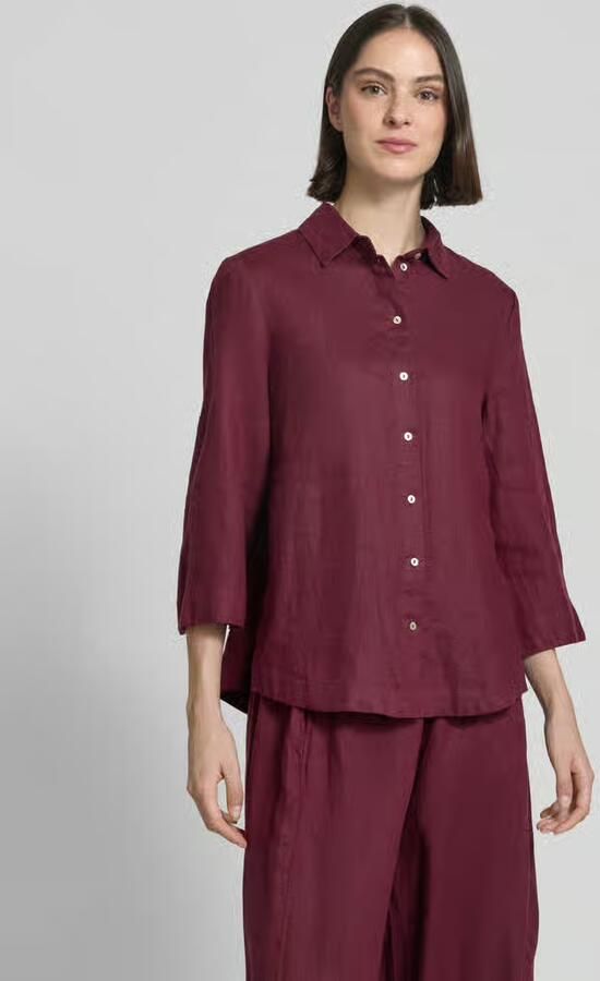 Christian Berg Woman relaxed fit linnen blouse met 3 4-mouw - Foto 3