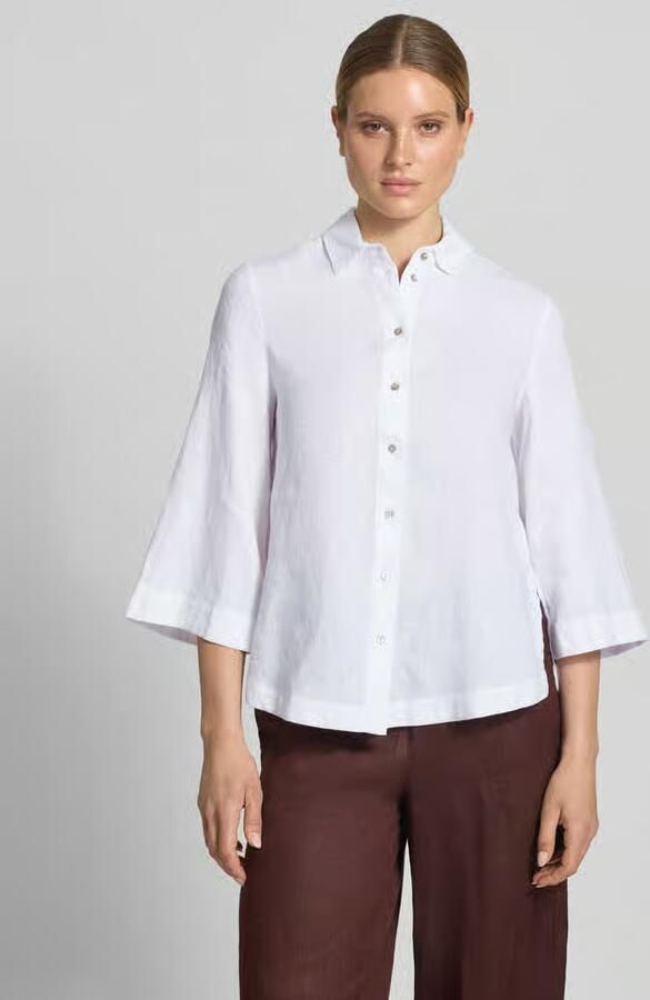 Christian Berg Woman relaxed fit linnen blouse met 3 4-mouw - Foto 2
