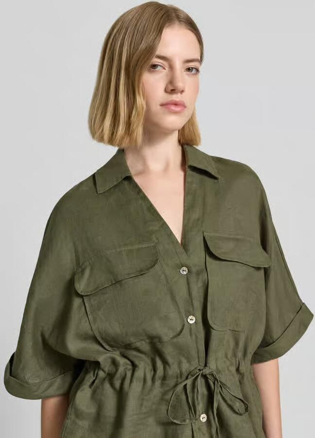 Christian Berg Woman relaxed fit linnen blouse met borstzakken