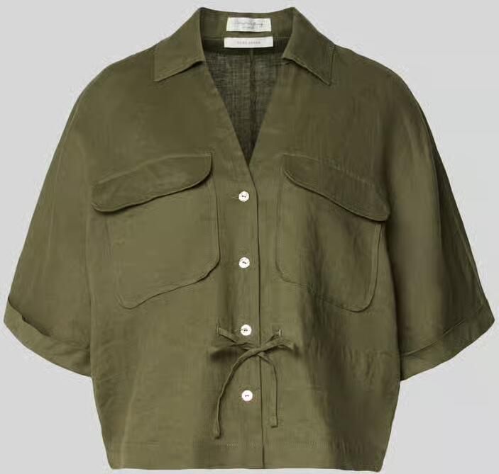 Christian Berg Woman relaxed fit linnen blouse met borstzakken - Foto 2