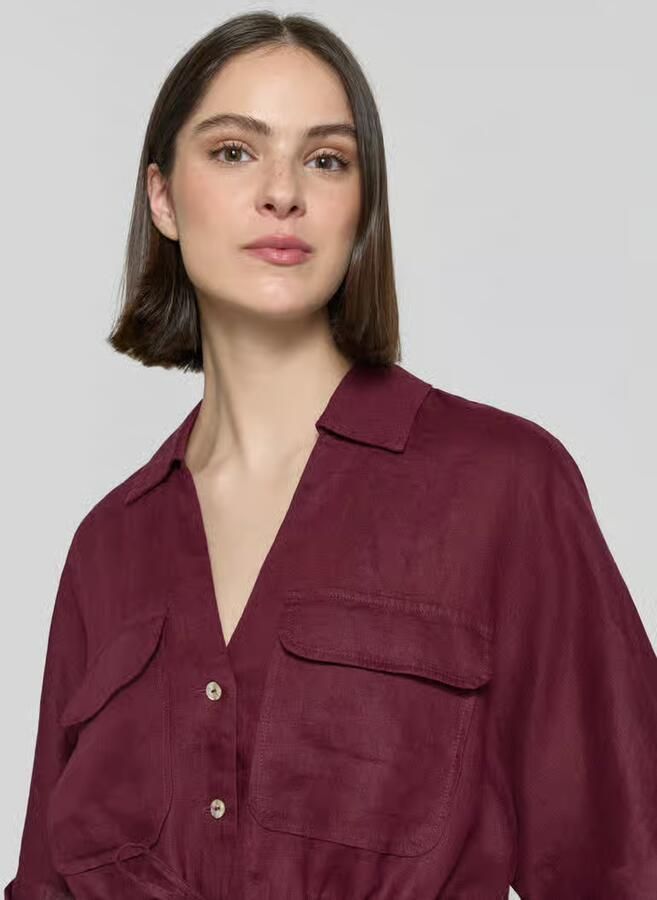 Christian Berg Woman relaxed fit linnen blouse met borstzakken