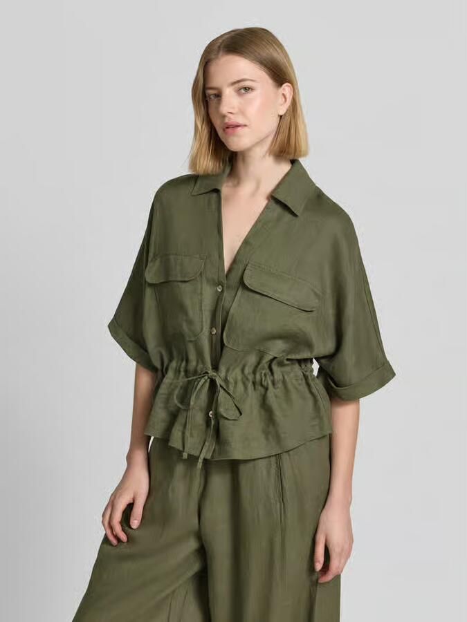 Christian Berg Woman relaxed fit linnen blouse met borstzakken - Foto 2