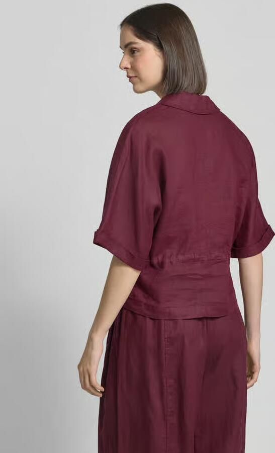 Christian Berg Woman relaxed fit linnen blouse met borstzakken