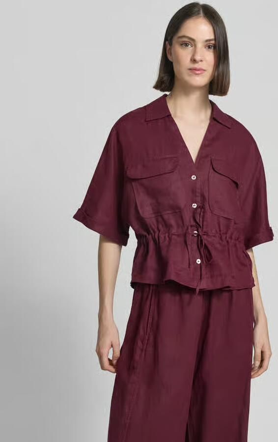 Christian Berg Woman relaxed fit linnen blouse met borstzakken - Foto 3