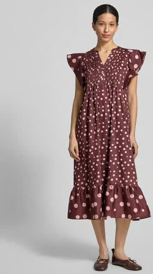 Christian Berg Woman relaxed fit midi-jurk met plooien - Foto 3