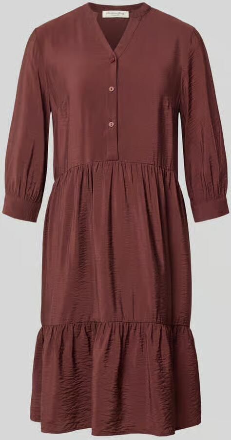 Christian Berg Woman relaxed fit midi-jurk van viscosemix met tuniekhals - Foto 2
