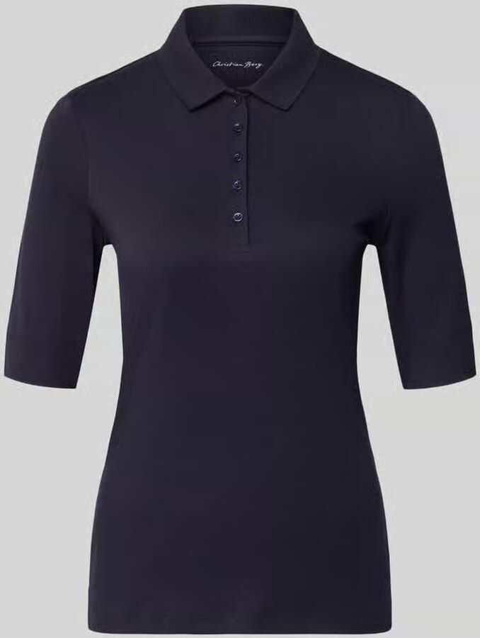 Christian Berg Woman slim fit poloshirt met knoopsluiting en 1 2-mouwen - Foto 2