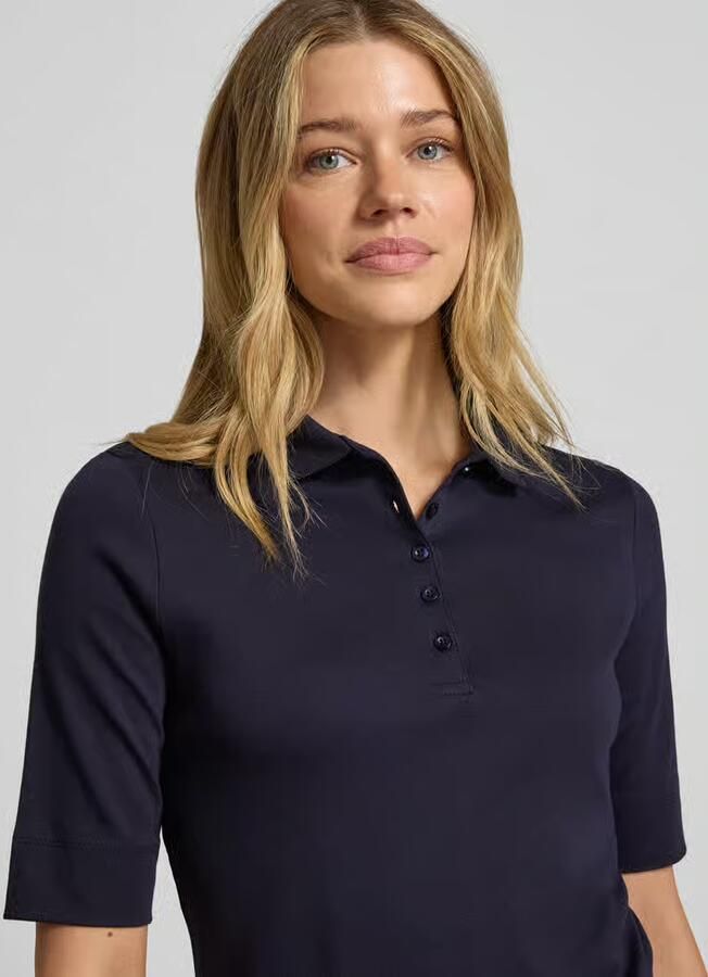 Christian Berg Woman slim fit poloshirt met knoopsluiting en 1 2-mouwen