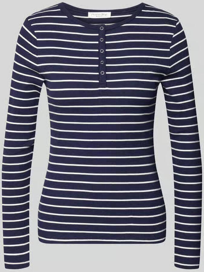 Christian Berg Woman Slim fit shirt met lange mouwen van katoenmix met korte knoopsluiting