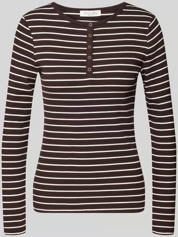 Christian Berg Woman Slim fit shirt met lange mouwen van katoenmix met korte knoopsluiting