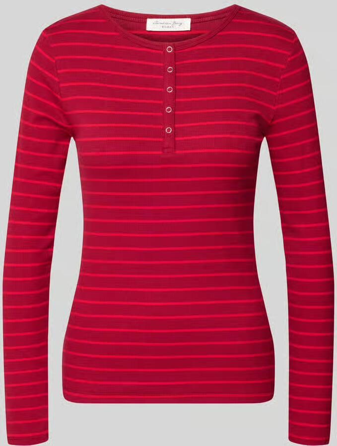 Christian Berg Woman Slim fit shirt met lange mouwen van katoenmix met korte knoopsluiting
