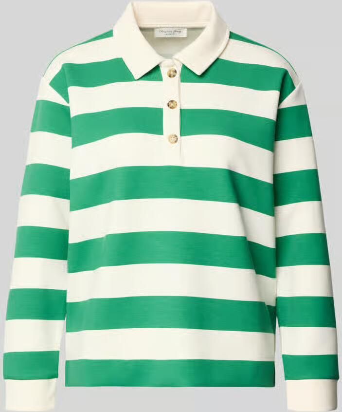 Christian Berg Woman Sweatshirt met polokraag en knoopsluiting