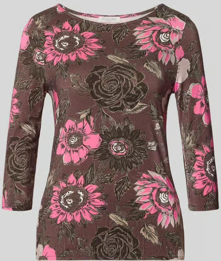 Christian Berg Woman T-shirt in all-over look met 3 4-mouw - Foto 2