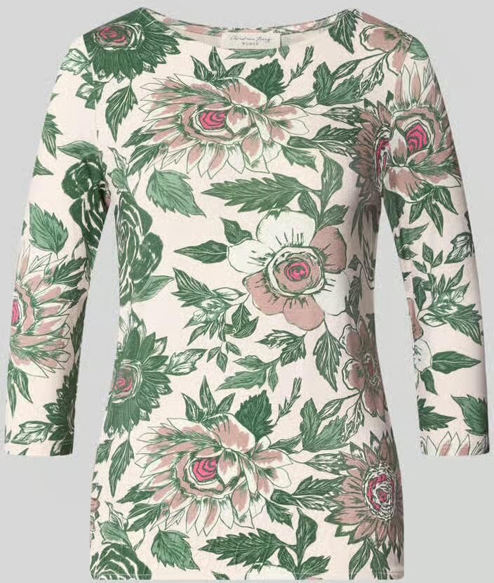 Christian Berg Woman T-shirt in all-over look met 3 4-mouw