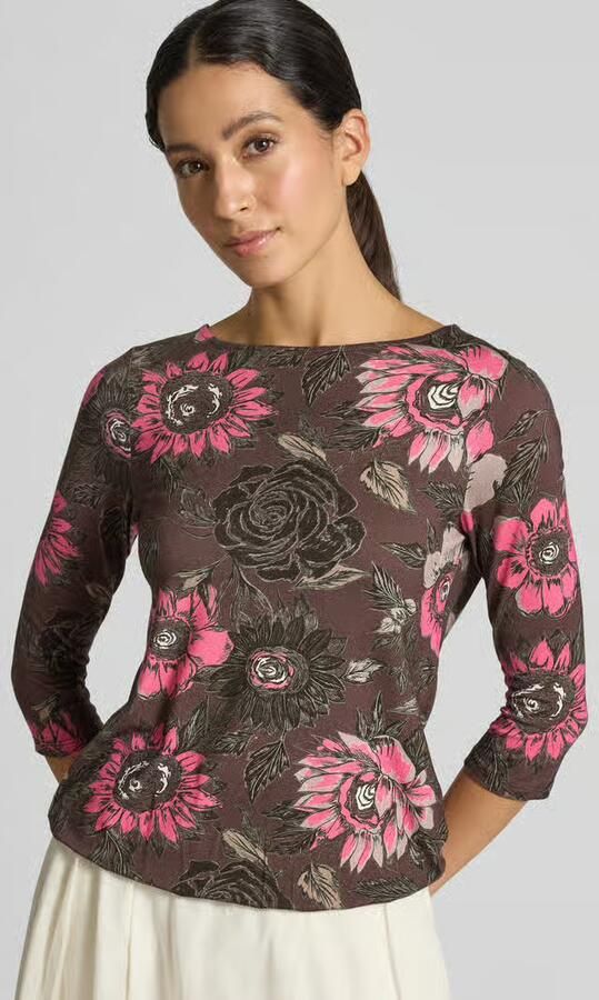Christian Berg Woman T-shirt in all-over look met 3 4-mouw - Foto 4