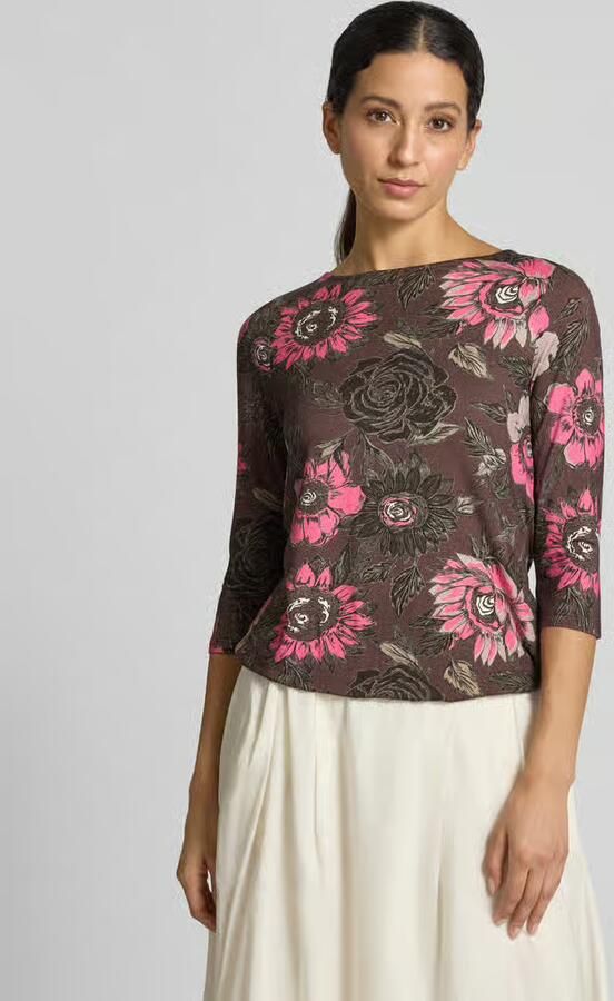 Christian Berg Woman T-shirt in all-over look met 3 4-mouw - Foto 3