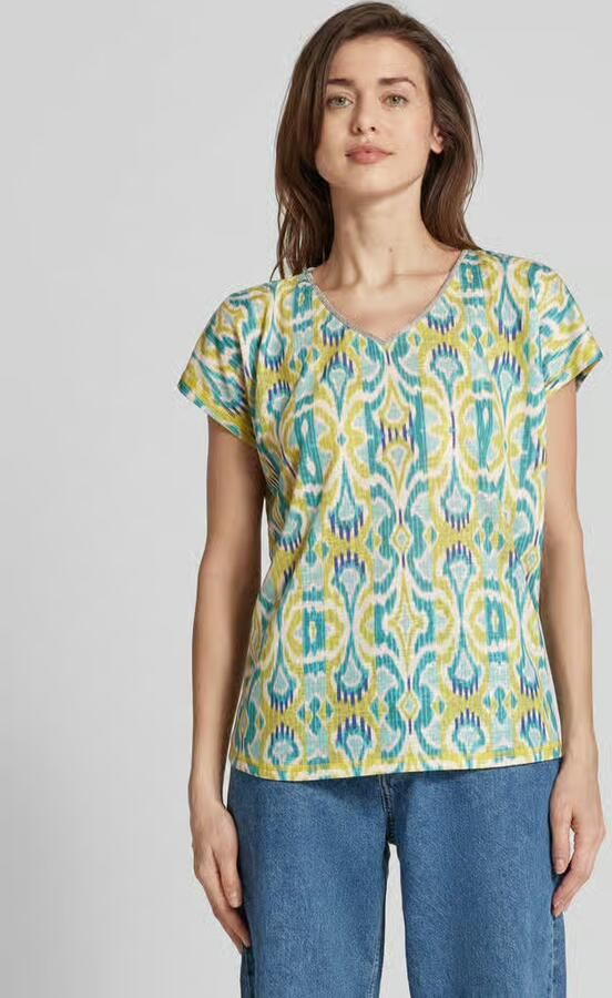 Christian Berg Woman T-shirt met all-over motief en V-hals - Foto 2