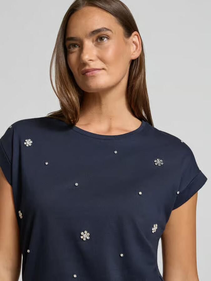 Christian Berg Woman T-shirt met siersteentjes en ronde hals