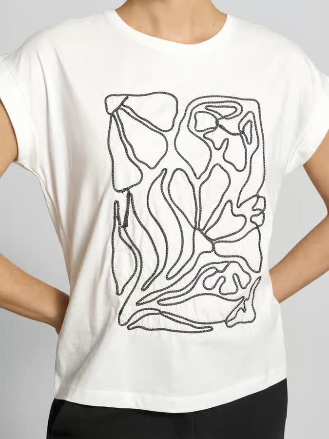Christian Berg Woman T-shirt met stitching en ronde hals