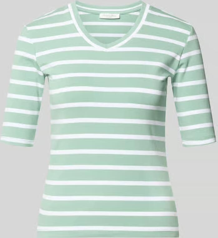 Christian Berg Woman T-shirt met Streepmotief en V-hals
