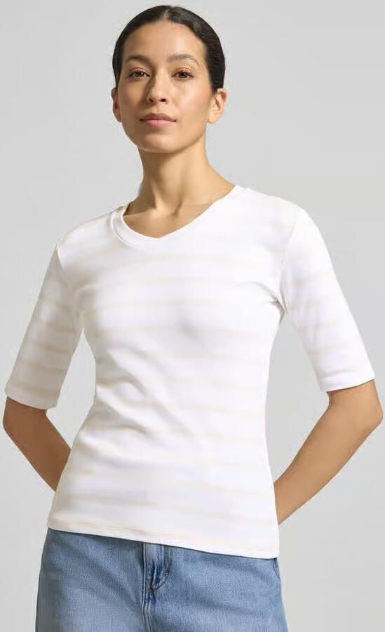 Christian Berg Woman T-shirt met Streepmotief en V-hals - Foto 2